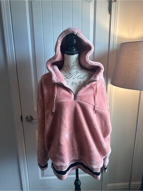 Plush Pink Hooded Half-Zip Pullover